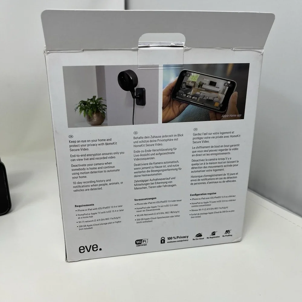 Eve Cam 501E Secure Indoor Camera Apple HomeKit Smart WiFi Camera Tested Working